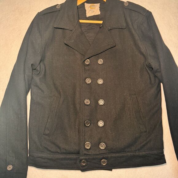 Covet Handcrafted Redemption Black Wool Blend Double Breasted Button Coat Jacket - Picture 1 of 14
